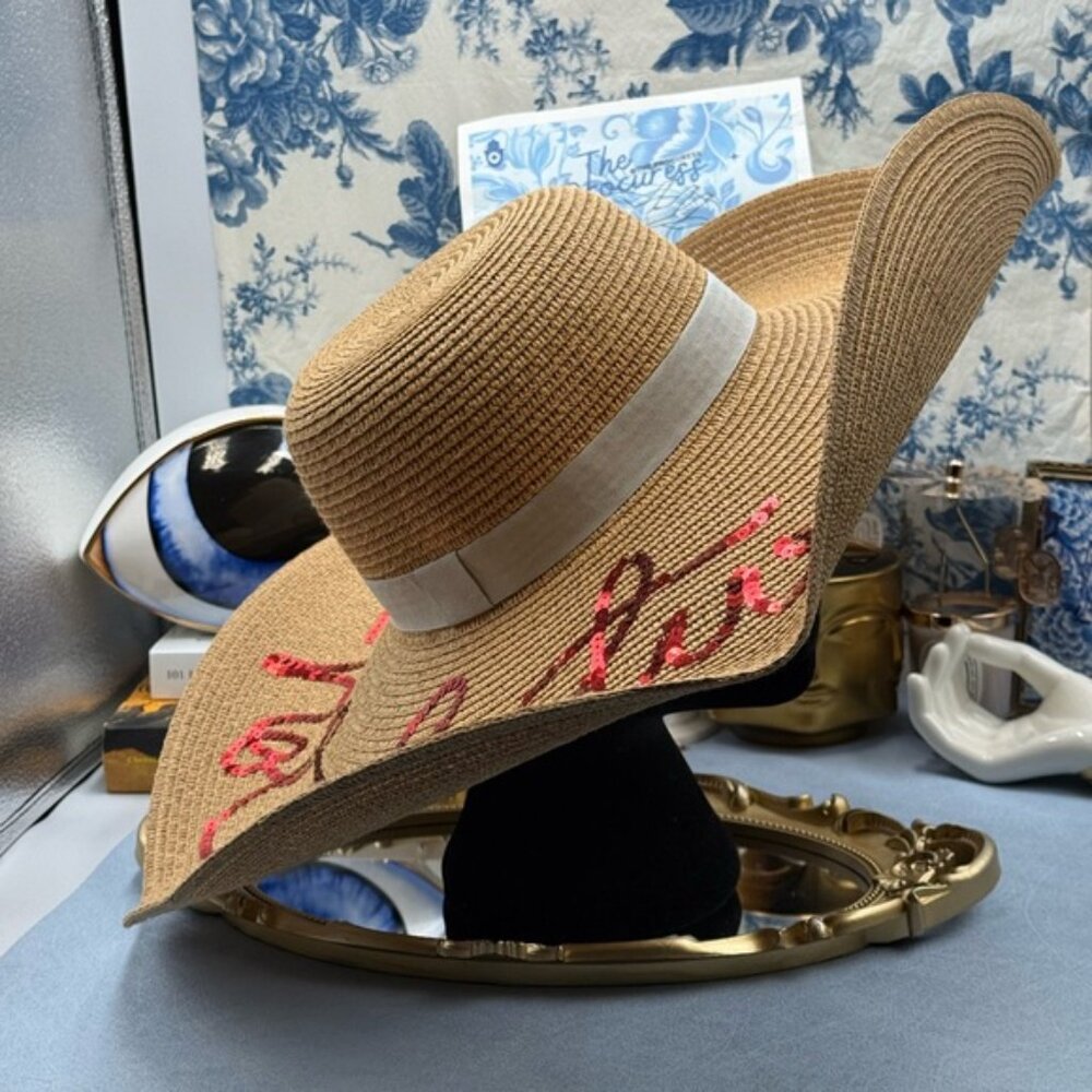 🆕 EUGENIA KIM 🧿 NWT Sunny "Do Not Disturb" Floppy Sun Hat, Brown & Red - Picture 11 of 12